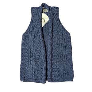 Aran sweater market wool Cable Aran Waistcoat‎‎‎ denim marl